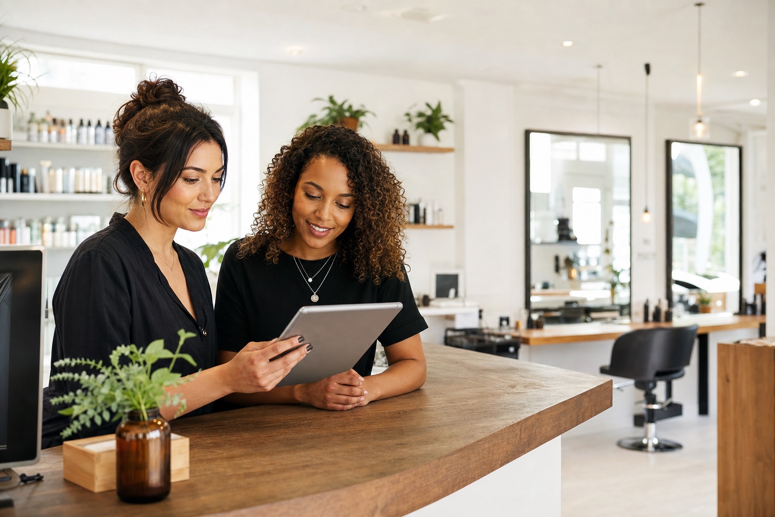 Salonteam plant den Arbeitstag mit Snipio Business